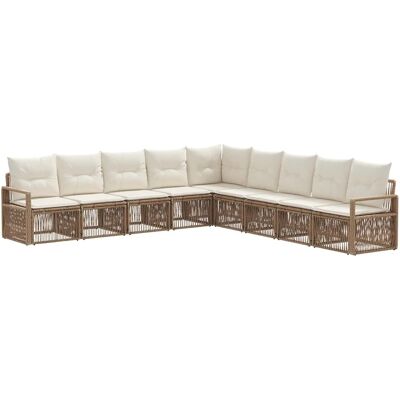 vidaXL Gartensofa-Set 9-Tlg Beige Poly-Rattan 3435735 vidaXL Gartensofa-Set 9-Tlg Beige Poly-Rattan 3435735