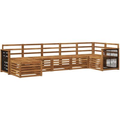 vidaXL Ecksofa Set 6 Stk Natur Massivholz Akazie 3384620 vidaXL Ecksofa Set 6 Stk Natur Massivholz Akazie 3384620