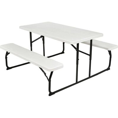 Costway Klappbarer Picknicktisch 136 cm Campingtisch-Set Weiß Costway Klappbarer Picknicktisch 136 cm Campingtisch-Set Weiß