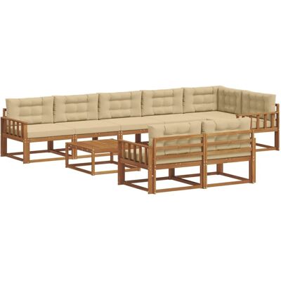 vidaXL Outdoor-Sofagarnitur mit Kissen 9-Tlg Natur und Beige 3367786 vidaXL Outdoor-Sofagarnitur mit Kissen 9-Tlg Natur und Beige 3367786