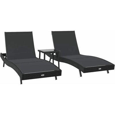 vidaXL Liegestühle 3-Tlg Schwarz 40 x 40 x 40,5 cm Poly-Rattan 3381203 vidaXL Liegestühle 3-Tlg Schwarz 40 x 40 x 40,5 cm Poly-Rattan 3381203