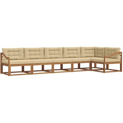 vidaXL Outdoor-Sofagarnitur mit Kissen 6-Tlg Natur und Beige 3367666 vidaXL Outdoor-Sofagarnitur mit Kissen 6-Tlg Natur und Beige 3367666