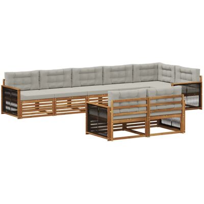 vidaXL Outdoor-Sofagarnitur mit Kissen 8 Stk Natur und Hellgrau 3383504 vidaXL Outdoor-Sofagarnitur mit Kissen 8 Stk Natur und Hellgrau 3383504
