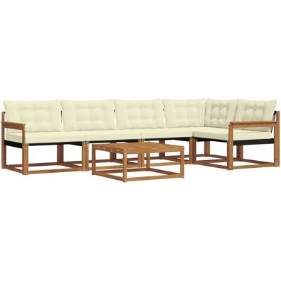 vidaXL Outdoor-Sofagarnitur mit Kissen 6-Tlg Natur und Creme 3369473 vidaXL Outdoor-Sofagarnitur mit Kissen 6-Tlg Natur und Creme 3369473