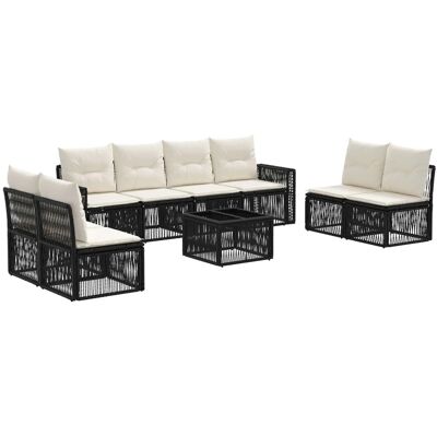 vidaXL Gartensofa-Set 9-Tlg Schwarz und Cremeweiß Poly-Rattan 3435100 vidaXL Gartensofa-Set 9-Tlg Schwarz und Cremeweiß Poly-Rattan 3435100