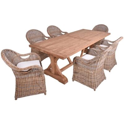 DELUKE Garten-Sitzgruppe NOAH 7-tlg Teak Mattbraun Gartenmöbel-Set Gartengarnitur Garten-Essgruppe Stühle Esstisch DELUKE Garten-Sitzgruppe NOAH 7-tlg Teak Mattbraun Gartenmöbel-Set Gartengarnitur Garten-Essgruppe Stühle Esstisch