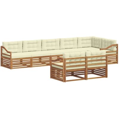 vidaXL Outdoor-Sofagarnitur mit Kissen 8-Tlg Natur und Creme 3373675 vidaXL Outdoor-Sofagarnitur mit Kissen 8-Tlg Natur und Creme 3373675