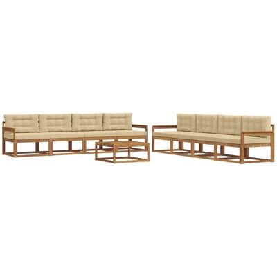 vidaXL Outdoor-Sofagarnitur mit Kissen 9-Tlg Natur und Beige 3367361 vidaXL Outdoor-Sofagarnitur mit Kissen 9-Tlg Natur und Beige 3367361