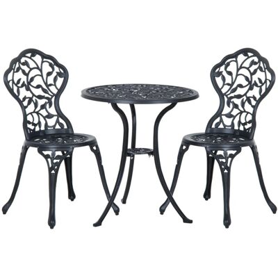 Outsunny Outdoor Bistro Set Aluminiumguss Schwarz 60L x 60B x 65H cm Outsunny Outdoor Bistro Set Aluminiumguss Schwarz 60L x 60B x 65H cm