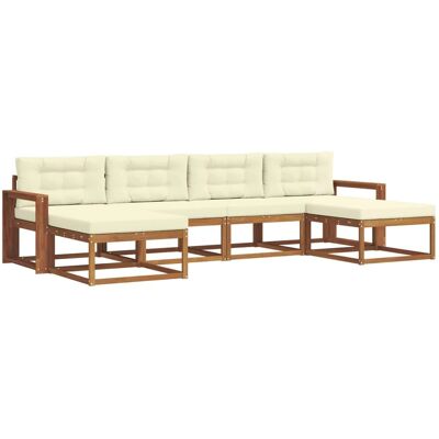 vidaXL Outdoor-Sofagarnitur mit Kissen 6-Tlg Natur und Creme 3367968 vidaXL Outdoor-Sofagarnitur mit Kissen 6-Tlg Natur und Creme 3367968