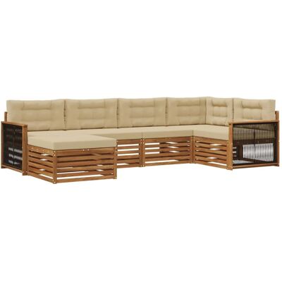 vidaXL Outdoor-Sofagarnitur mit Kissen 6 Stk Natur und Beige 3383566 vidaXL Outdoor-Sofagarnitur mit Kissen 6 Stk Natur und Beige 3383566