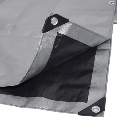 WOLTU Abdeckplane Wasserdicht 180 g/m² PE mit Ösen Grau-Schwarz 5x6 m WOLTU Abdeckplane Wasserdicht 180 g/m² PE mit Ösen Grau-Schwarz 5x6 m