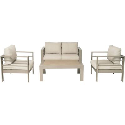 MeXo Gartenmöbel Set aus Aluminium Loungeset für 4 Personen Champagnerfarbe MeXo Gartenmöbel Set aus Aluminium Loungeset für 4 Personen Champagnerfarbe