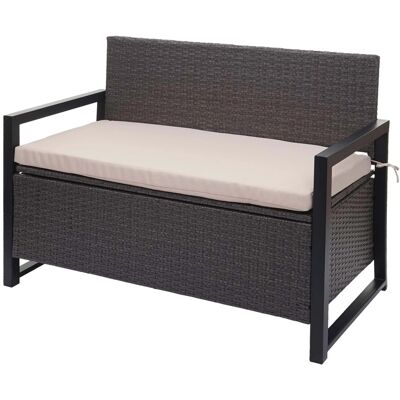 PROREGAL Poly-Rattan 2er Sitzbank HxBxT 87x117x57cm Gartenbank Truhenbank Grau Kissen Beige Staufach Aufbewahrung Sitzkissen PROREGAL Poly-Rattan 2er Sitzbank HxBxT 87x117x57cm Gartenbank Truhenbank Grau Kissen Beige Staufach Aufbewahrung Sitzkissen
