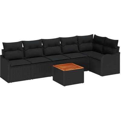 vidaXL Garten-Sofa-Set 7-Tlg Schwarz Poly Rattan 3347464 vidaXL Garten-Sofa-Set 7-Tlg Schwarz Poly Rattan 3347464