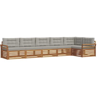 vidaXL Outdoor-Sofagarnitur mit Kissen 19-Tlg Natur und Hellgrau 3373541 vidaXL Outdoor-Sofagarnitur mit Kissen 19-Tlg Natur und Hellgrau 3373541