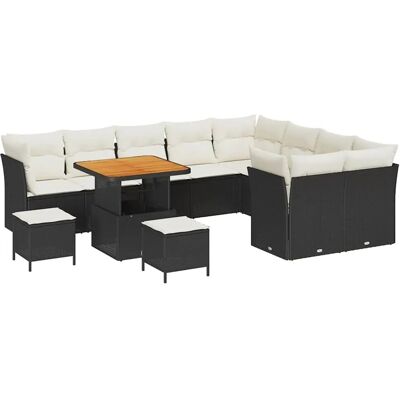 vidaXL Garten-Sofa-Set 12-Tlg Schwarz Poly Rattan 3361520 vidaXL Garten-Sofa-Set 12-Tlg Schwarz Poly Rattan 3361520