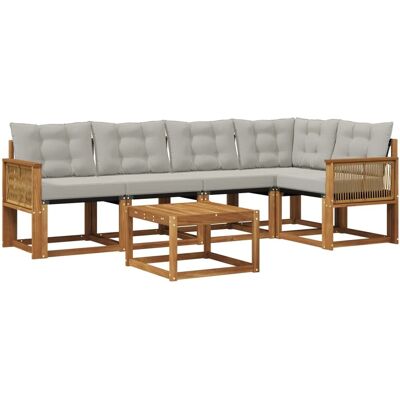 vidaXL Outdoor-Sofagarnitur mit Kissen 6 Stk Natur und Hellgrau 3381971 vidaXL Outdoor-Sofagarnitur mit Kissen 6 Stk Natur und Hellgrau 3381971