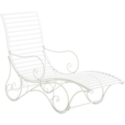 DELUKE Gartenliege SENTA Antik 58x140x101cm Metall Weiß Sonnenliege Strandliege DELUKE Gartenliege SENTA Antik 58x140x101cm Metall Weiß Sonnenliege Strandliege