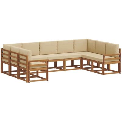vidaXL Outdoor-Sofagarnitur mit Kissen 9-Tlg Natur und Beige 3366986 vidaXL Outdoor-Sofagarnitur mit Kissen 9-Tlg Natur und Beige 3366986