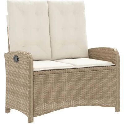 furnicato Gartenbank Verstellbar mit Kissen Beige Poly Rattan furnicato Gartenbank Verstellbar mit Kissen Beige Poly Rattan