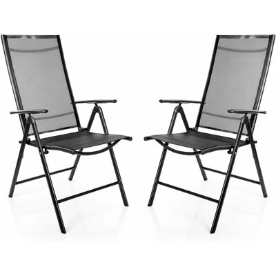 BigDean 2 Stück Gartenstuhl Hochlehner Klappbar bis 120kg Belastbar Dunkelgrau Schwarz 7 Fach Verstellbar Balkonstuhl Garten Terrasse Camping BigDean 2 Stück Gartenstuhl Hochlehner Klappbar bis 120kg Belastbar Dunkelgrau Schwarz 7 Fach Verstellbar Balkonstuhl Garten Terrasse Camping