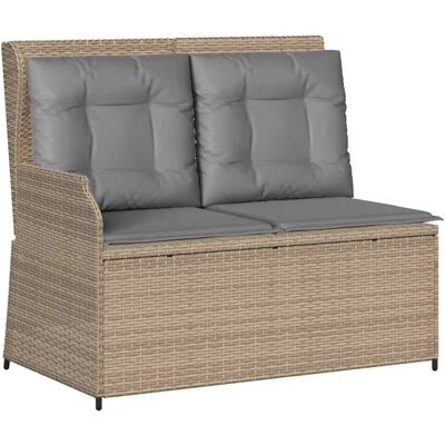 vidaXL Gartenbank mit Kissen Beige Poly Rattan 3394452 vidaXL Gartenbank mit Kissen Beige Poly Rattan 3394452