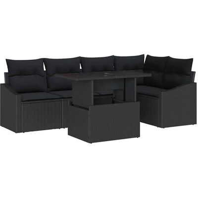 Vidaxl Gartensofagarnitur - Schwarz, 6 Stück - Gartenmöbel Vidaxl Gartensofagarnitur - Schwarz, 6 Stück - Gartenmöbel