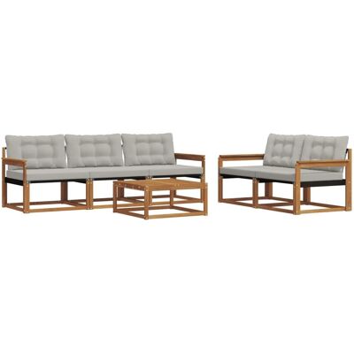vidaXL Outdoor-Sofagarnitur mit Kissen 6-Tlg Natur und Hellgrau 3369186 vidaXL Outdoor-Sofagarnitur mit Kissen 6-Tlg Natur und Hellgrau 3369186