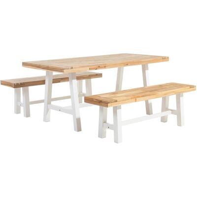 Beliani Gartentisch-Set Weiß - Rechteckiger Tisch für 6 Personen Beliani Gartentisch-Set Weiß - Rechteckiger Tisch für 6 Personen