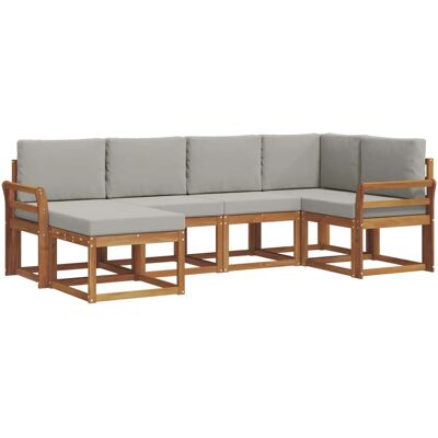 vidaXL Outdoor-Sofagarnitur mit Kissen 6 Stk Natur und Hellgrau 3366639 vidaXL Outdoor-Sofagarnitur mit Kissen 6 Stk Natur und Hellgrau 3366639