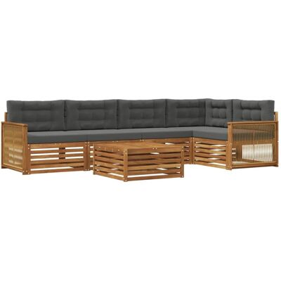 vidaXL Outdoor-Sofagarnitur mit Kissen 6 Stk Natur und Anthrazit 3383390 vidaXL Outdoor-Sofagarnitur mit Kissen 6 Stk Natur und Anthrazit 3383390