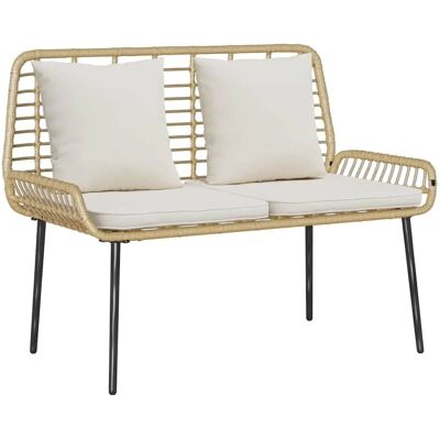 vidaXL Gartenbank Braun Schwarz Creme Poly-Rattan und Stahl 42010360 vidaXL Gartenbank Braun Schwarz Creme Poly-Rattan und Stahl 42010360