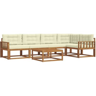 vidaXL Outdoor-Sofagarnitur mit Kissen 6-Tlg Natur und Creme 3367608 vidaXL Outdoor-Sofagarnitur mit Kissen 6-Tlg Natur und Creme 3367608