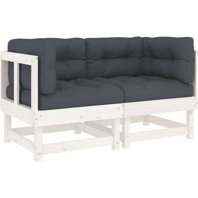 vidaXL Weißes Kiefer Ecksofa mit Kissen - Gartenmöbel vidaXL Weißes Kiefer Ecksofa mit Kissen - Gartenmöbel