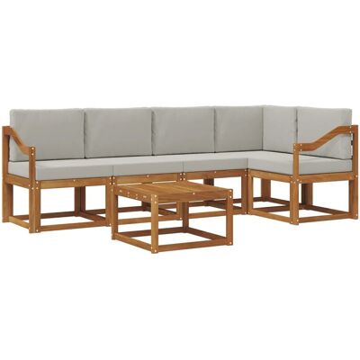vidaXL Outdoor-Sofagarnitur mit Kissen 6 Stk Natur und Hellgrau 3366444 vidaXL Outdoor-Sofagarnitur mit Kissen 6 Stk Natur und Hellgrau 3366444