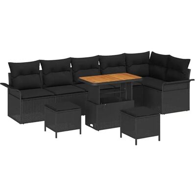 vidaXL Garten-Sofa-Set 9-Tlg Schwarz Poly Rattan 3362154 vidaXL Garten-Sofa-Set 9-Tlg Schwarz Poly Rattan 3362154