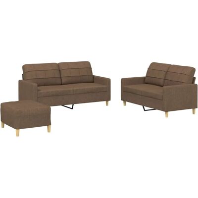 vidaXL 3-teiliges braunes Stoffsofaset - Sofa Set vidaXL 3-teiliges braunes Stoffsofaset - Sofa Set