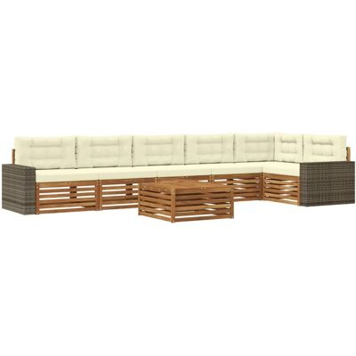 vidaXL Outdoor-Sofagarnitur 7 Stk Natur und Creme 79 x 79 x 37 cm 3383458 vidaXL Outdoor-Sofagarnitur 7 Stk Natur und Creme 79 x 79 x 37 cm 3383458