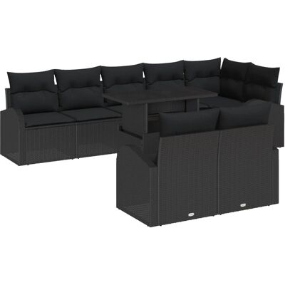 vidaXL Garten-Sofa-Set mit Speicher 9-Tlg Schwarz Poly Rattan 3357406 vidaXL Garten-Sofa-Set mit Speicher 9-Tlg Schwarz Poly Rattan 3357406