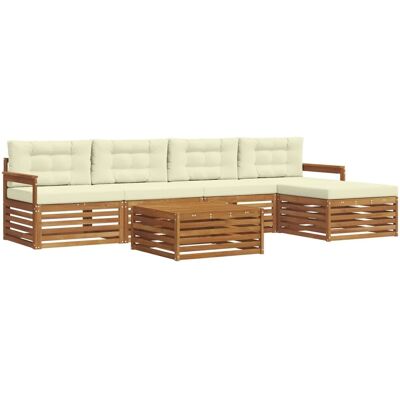 vidaXL Outdoor-Sofagarnitur mit Kissen 6-Tlg Natur und Creme 3373325 vidaXL Outdoor-Sofagarnitur mit Kissen 6-Tlg Natur und Creme 3373325