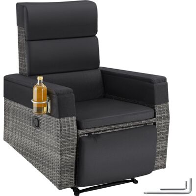 Tectake Aluminium Rattansessel Pacentro Verstellbare Rückenlehne und Fußablage Wetterfest Mit Getränkehalter Pro Stück 80 x 157 x 97 cm Grau Tectake Aluminium Rattansessel Pacentro Verstellbare Rückenlehne und Fußablage Wetterfest Mit Getränkehalter Pro Stück 80 x 157 x 97 cm Grau