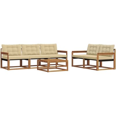 vidaXL Outdoor-Sofagarnitur mit Kissen 6-Tlg Natur und Beige 3369188 vidaXL Outdoor-Sofagarnitur mit Kissen 6-Tlg Natur und Beige 3369188
