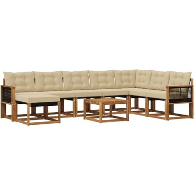 vidaXL Outdoor-Sofagarnitur mit Kissen 9 Stk Natur und Beige 3382161 vidaXL Outdoor-Sofagarnitur mit Kissen 9 Stk Natur und Beige 3382161