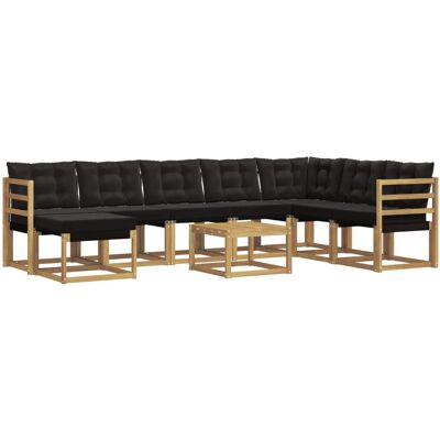 vidaXL Outdoor-Sofagarnitur mit Kissen 9-Tlg Weiß und Schwarz 3389778 vidaXL Outdoor-Sofagarnitur mit Kissen 9-Tlg Weiß und Schwarz 3389778