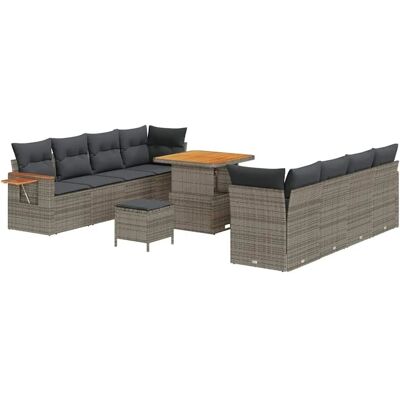 vidaXL Gartensofa-set mit Kissen 11-Tlg Grau 3363148 vidaXL Gartensofa-set mit Kissen 11-Tlg Grau 3363148