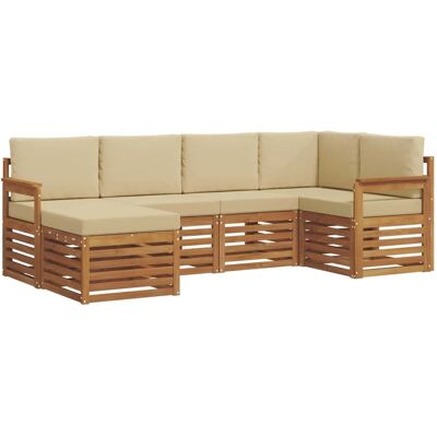 vidaXL Sofagarnituren 6 Tlg Natur und Beige Massivholz Akazie 3375078 vidaXL Sofagarnituren 6 Tlg Natur und Beige Massivholz Akazie 3375078