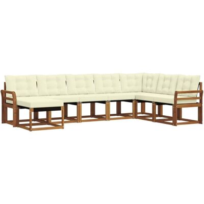 vidaXL Outdoor-Sofagarnitur mit Kissen 8-Tlg Natur und Creme 3368953 vidaXL Outdoor-Sofagarnitur mit Kissen 8-Tlg Natur und Creme 3368953