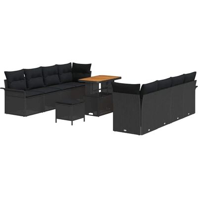 vidaXL Garten-Sofa-Set mit Kissen mit Speicher 11-Tlg Schwarz 3364059 vidaXL Garten-Sofa-Set mit Kissen mit Speicher 11-Tlg Schwarz 3364059