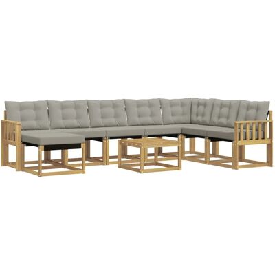 vidaXL Outdoor-Sofagarnitur mit Kissen 9-Tlg Weiß und Hellgrau 3389785 vidaXL Outdoor-Sofagarnitur mit Kissen 9-Tlg Weiß und Hellgrau 3389785
